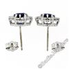 Image 3 : Sterling Silver Blue Crystal & CZ Halo Stud Earrings w/ 14kt White Gold Posts