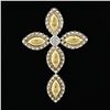 Image 2 : 18K Gold Silver Bead Work Marquise Cross Pendant & Bezel Diamond