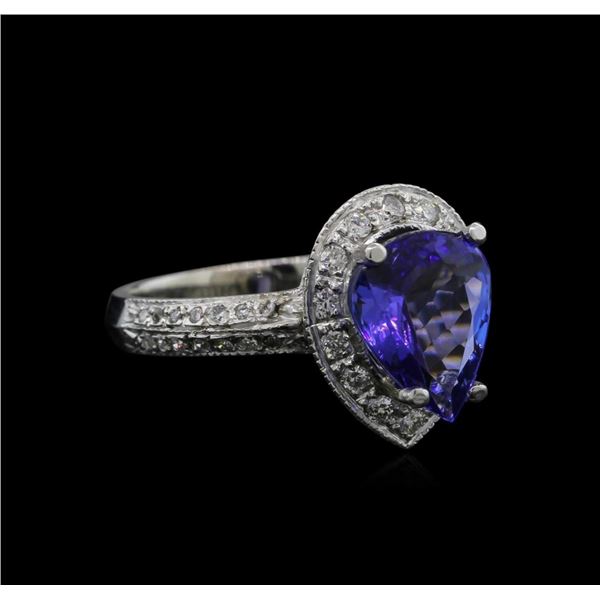 2.60 ctw Tanzanite and Diamond Ring - 14KT White Gold