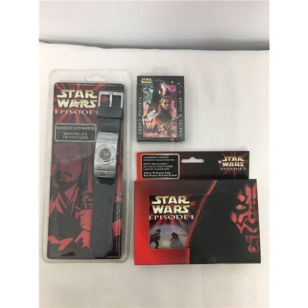 Star Wars bundle watch, cards, cards in tin