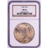 Image 1 : 1922 $1 Peace Silver Dollar Coin NGC MS64