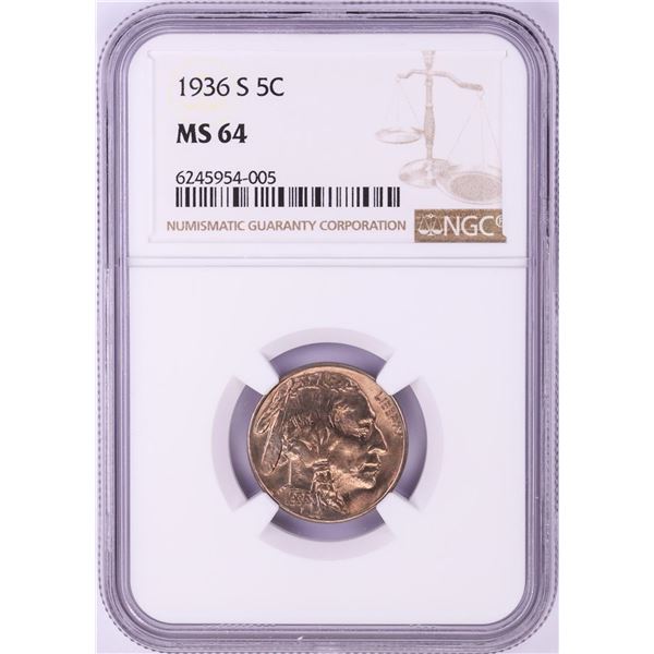 1936-S Buffalo Nickel Coin NGC MS64