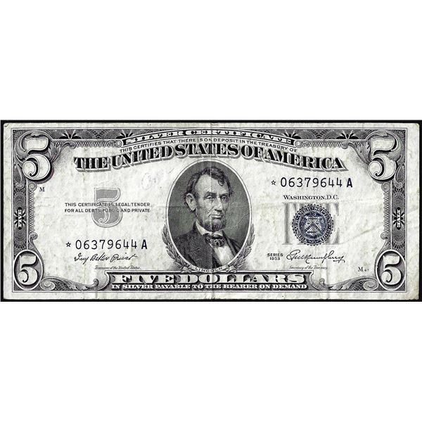 1953 $5 Silver Certificate STAR Note