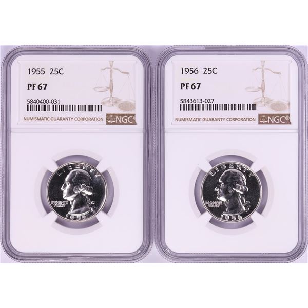 Lot of 1955-1956 Proof Washington Quarter Coins NGC PF67