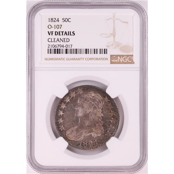 1824 Capped Bust Half Dollar Coin NGC VF Details O-107