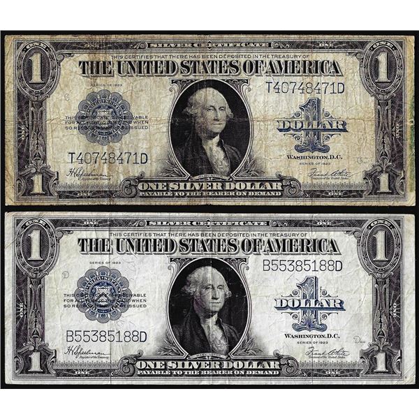 Lot of (2) 1923 $1 Silver Certificate Notes