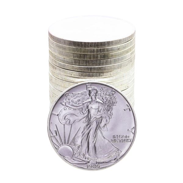Roll of (20) Brilliant Uncirculated 1986 $1 American Silver Eagle Coins