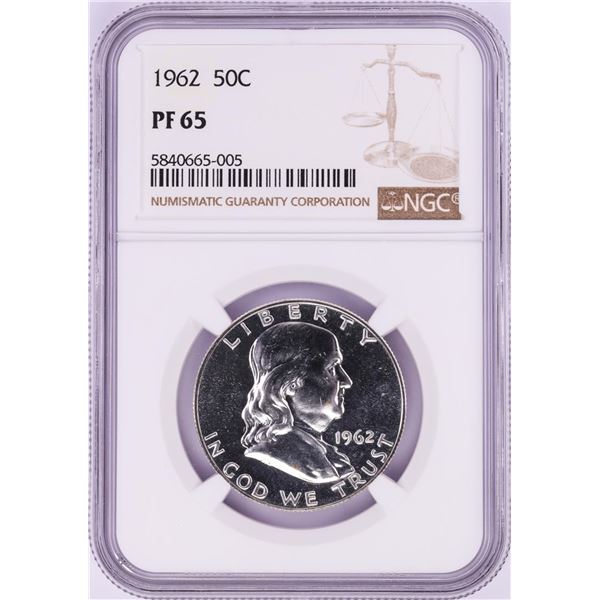 1962 Proof Franklin Half Dollar Coin NGC PF65