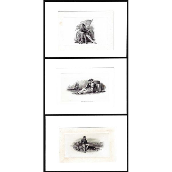 Lot of (3) 1800's Vignette from Original Proof Plates