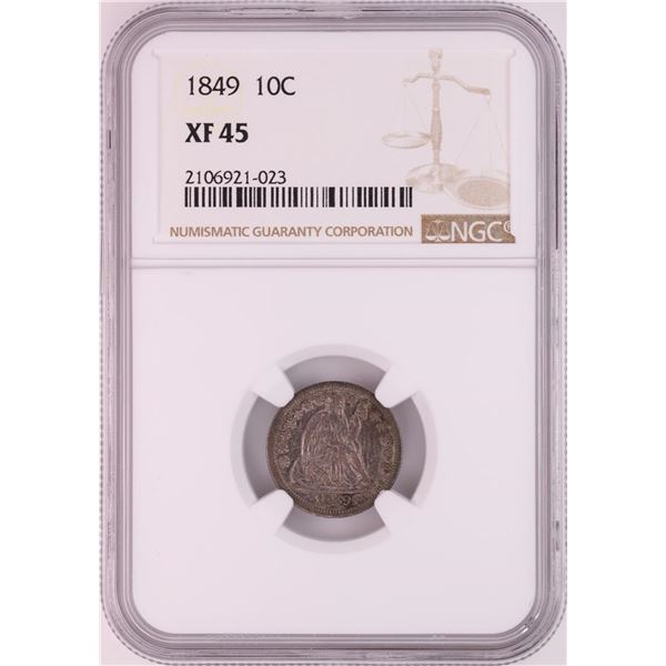 1849 Seated Liberty Dime Coin NGC XF45