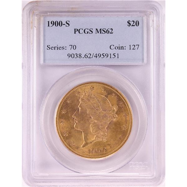 1900-S $20 Liberty Head Double Eagle Gold Coin PCGS MS62
