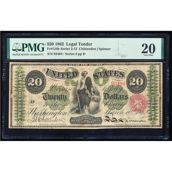 1862 $20 Legal Tender Note Fr.124b PMG Very Fine 20