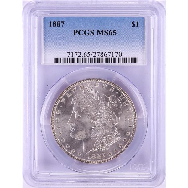 1887 $1 Morgan Silver Dollar Coin PCGS MS65