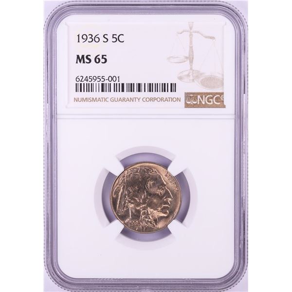 1936-S Buffalo Nickel Coin NGC MS65
