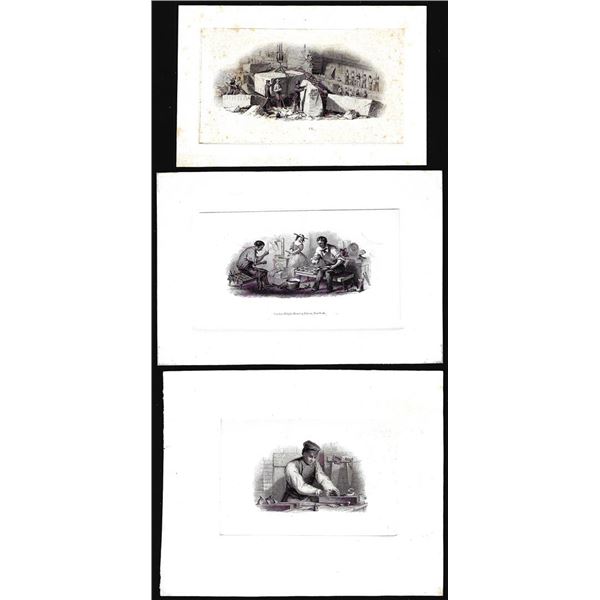 Lot of (3) 1800's Vignette from Original Proof Plates
