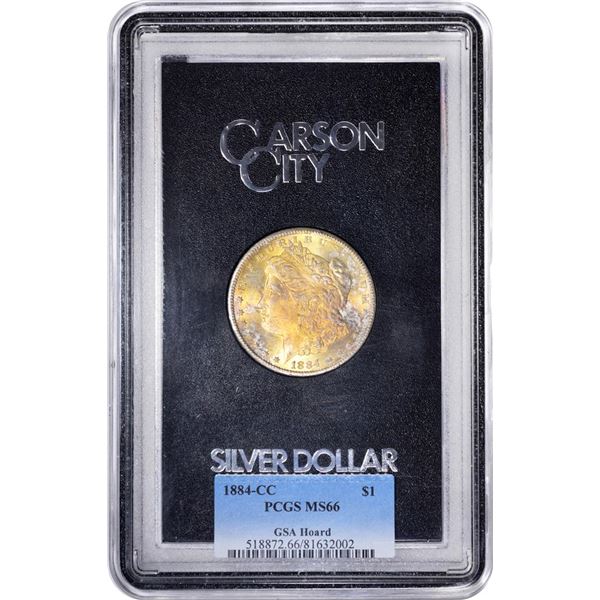 1884-CC $1 Morgan Silver Dollar Coin GSA Hoard PCGS MS66 Great Toning