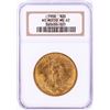 Image 1 : 1908 No Motto $20 St. Gaudens Double Eagle Gold Coin NGC MS62