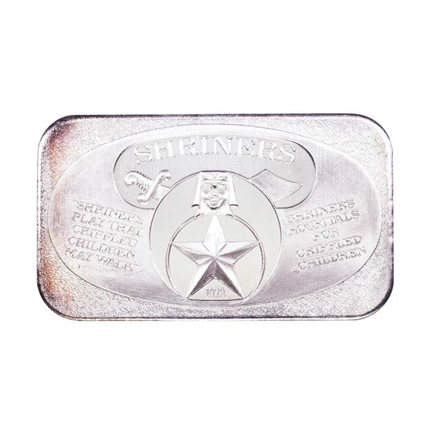 1973 U.S. Silver Corporation Captain Shriners 1oz .999 Fine Silver Art Bar