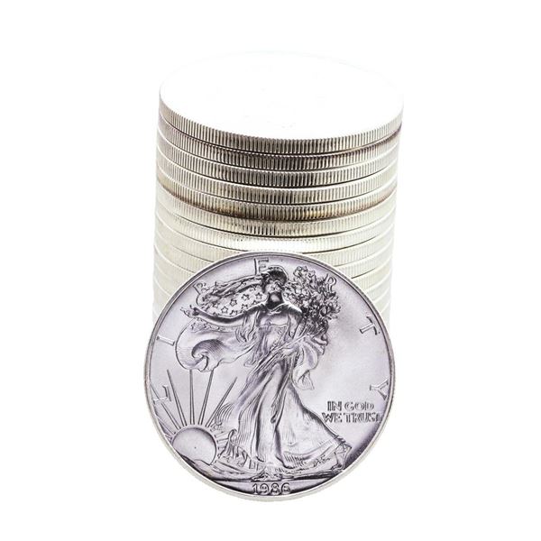 Roll of (20) Brilliant Uncirculated 1986 $1 American Silver Eagle Coins
