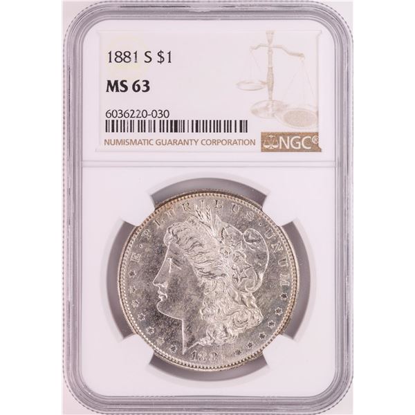1881-S $1 Morgan Silver Dollar Coin NGC MS63 Great Toning