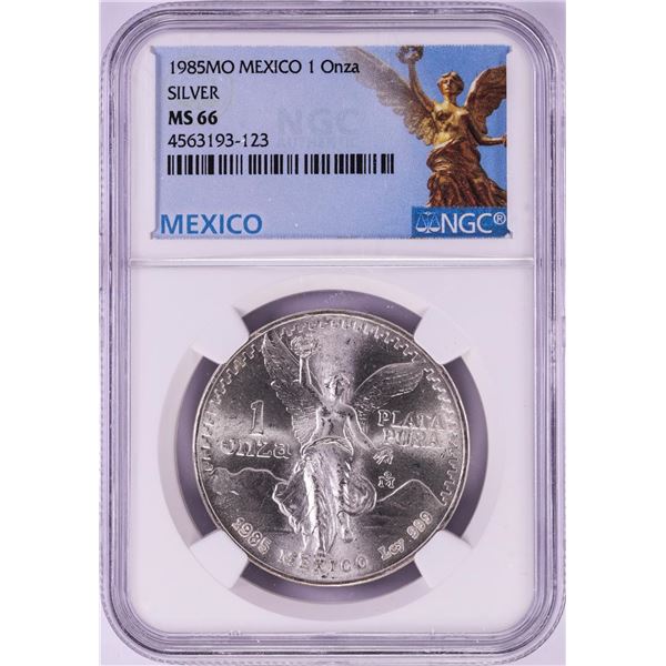 1985Mo Mexico 1 Onza Libertad Silver Coin NGC MS66