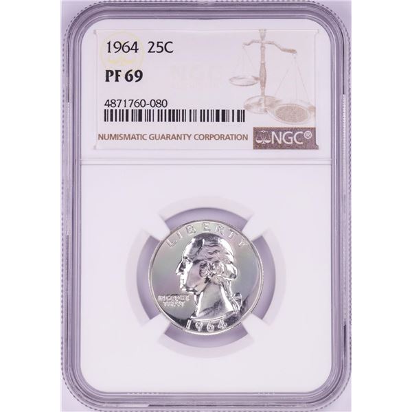 1964 Proof Washington Quarter Coin NGC PF69