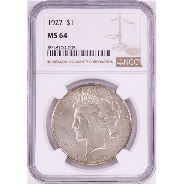 1927 $1 Peace Silver Dollar Coin NGC MS64