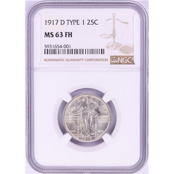 1917-D Type 1 Standing Liberty Quarter Coin NGC MS63FH