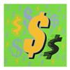 Image 1 : Steve Kaufman (1960-2010) "Dollar Sign (Green Background)" Original Serigraph on Canvas