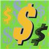 Image 2 : Steve Kaufman (1960-2010) "Dollar Sign (Green Background)" Original Serigraph on Canvas