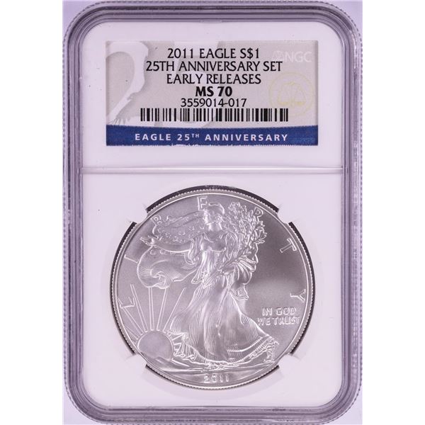 2011 $1 American Silver Eagle Coin NGC MS70 Early Releases