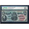 Image 1 : 1869 $5 Rainbow Legal Tender Note Fr.64 PMG Choice Uncirculated 63