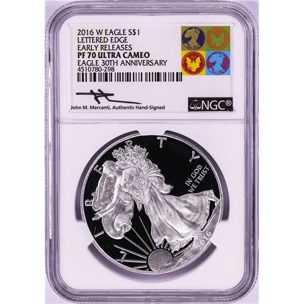 2016-W $1 Proof American Silver Eagle Coin Ltrd Edge NGC PF70 Ultra Cameo ER Mercanti