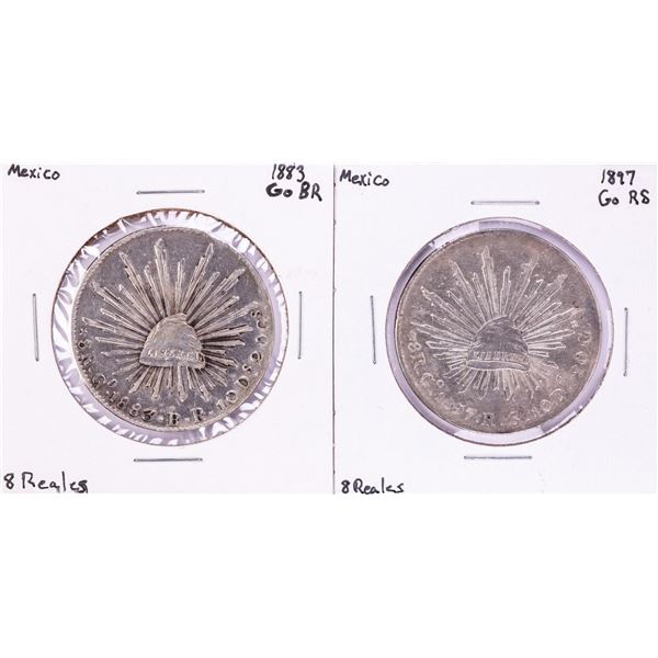 Lot of (2) Mexico 8 Reales Cap & Rays Silver Coins
