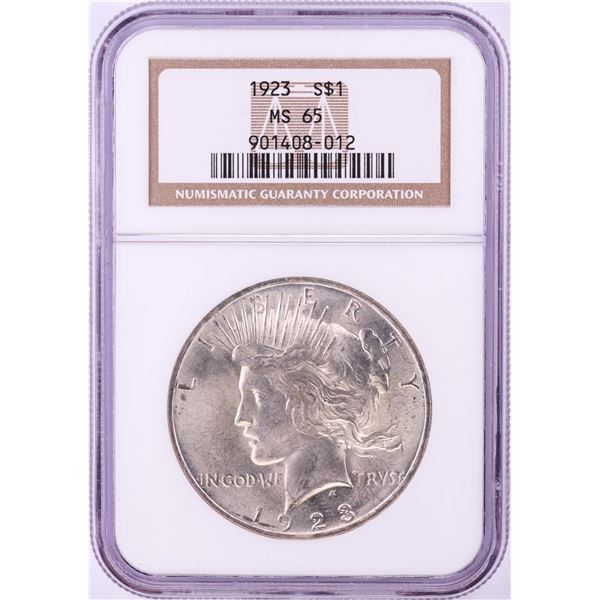 1923 $1 Peace Silver Dollar Coin NGC MS65