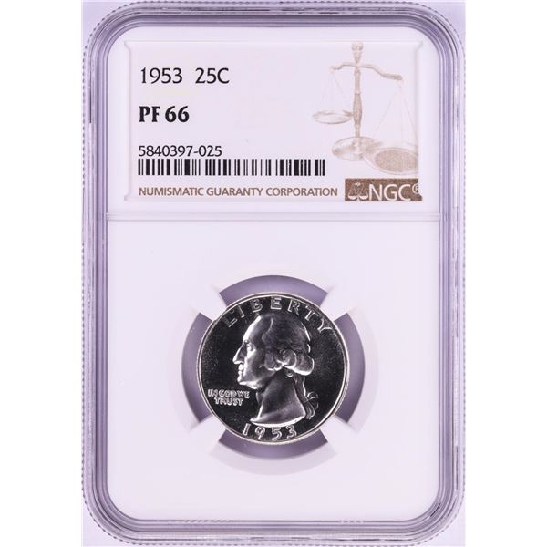 1953 Proof Washington Quarter Coin NGC PF66