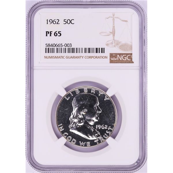 1962 Proof Franklin Half Dollar Coin NGC PF65