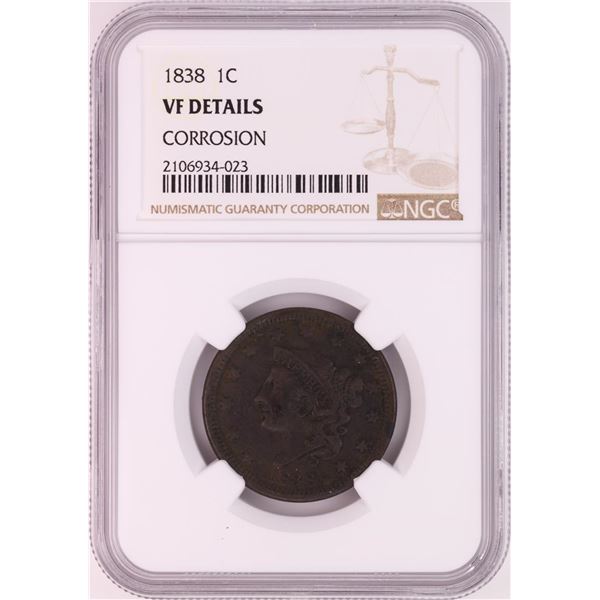 1838 Coronet Head Large Cent Coin NGC VF Details