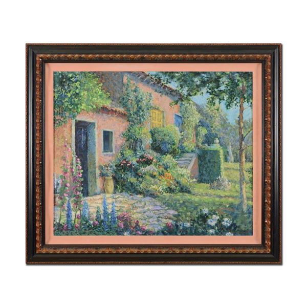 Christian Title (1932-2020) "Italian Villa- Framed" Limited Edition Serigraph on Canvas