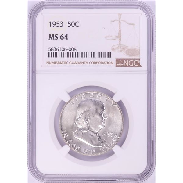 1953 Franklin Half Dollar Coin NGC MS64