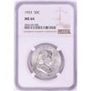 Image 1 : 1953 Franklin Half Dollar Coin NGC MS64