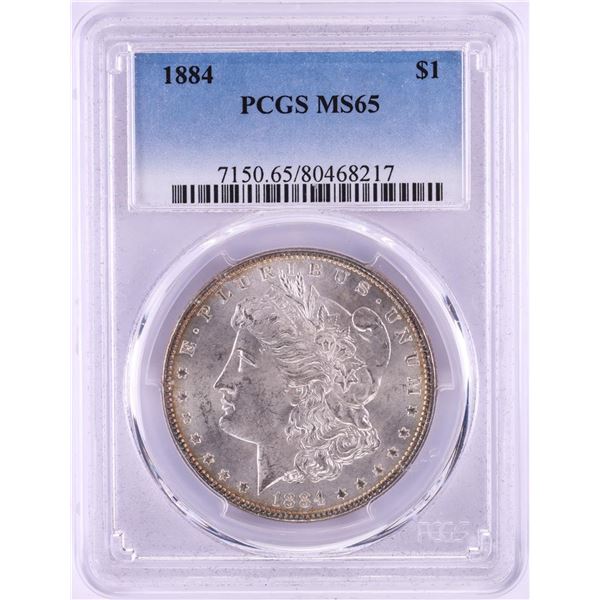 1884 $1 Morgan Silver Dollar Coin PCGS MS65