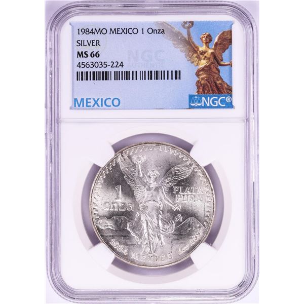 1984Mo Mexico 1 Onza Libertad Silver Coin NGC MS66