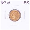 Image 1 : 1908 $2 1/2 Indian Head Quarter Eagle Gold Coin