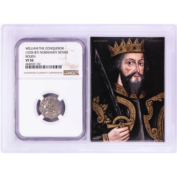 1035-87 William The Conqueror Normandy Rouen Denier Coin NGC VF30 w/ Story Box