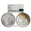 Image 1 : 1881-S $1 Morgan Silver Dollar Coin NGC MS62 CAC Amazing Toning
