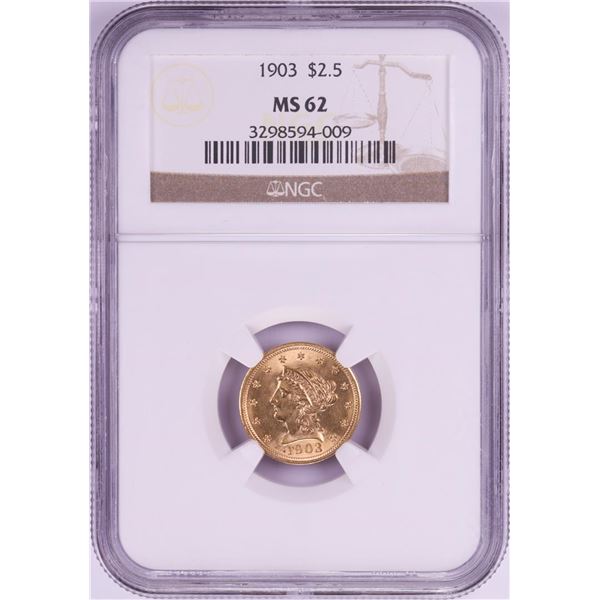 1903 $2 1/2 Liberty Head Quarter Eagle Gold Coin NGC MS62