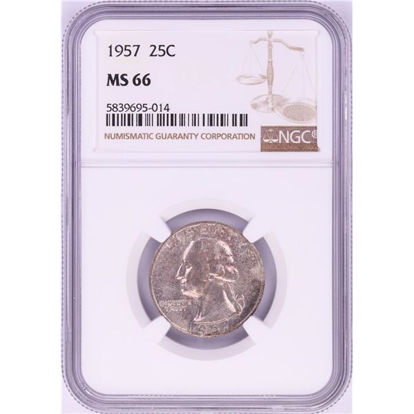 1957 Washington Quarter Coin NGC MS66 Nice Toning
