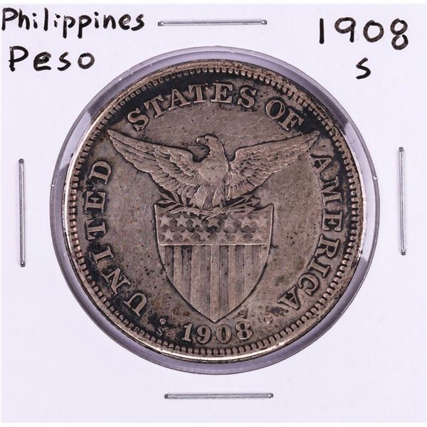 1908-S Philippines One Peso Silver Coin