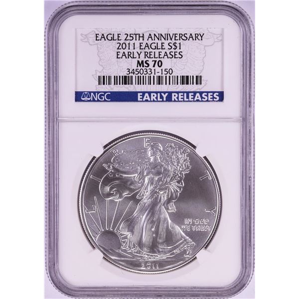 2011 $1 American Silver Eagle Coin NGC MS70 Early Releases